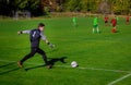 Teens playing football